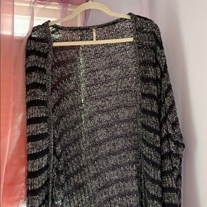 Gray and black striped cardigan